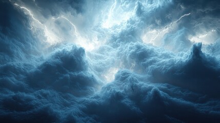 Enchanted storm cloud with detailed thunderous waves, mystical lightning glow, even lighting, stark white backdrop,