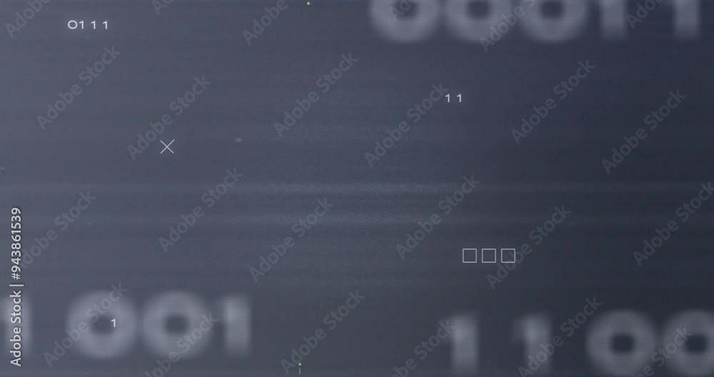 Poster binary code and numbers animating over dark blue background