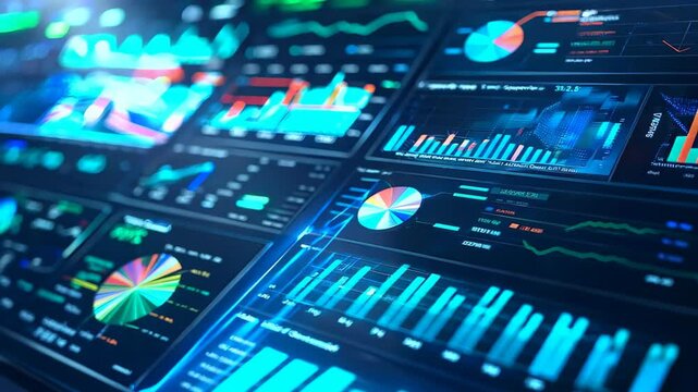 A detailed view of a computer screen showcases an array of intricate graphs, illustrating complex data trends and analytical insights for in-depth understanding.