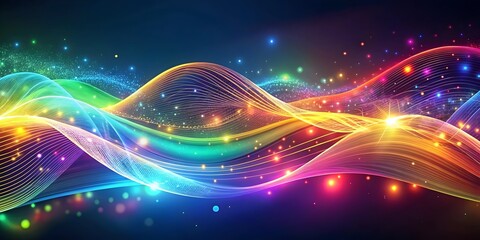 Obraz premium abstract colorful neon waves on a glowing blue backdrop