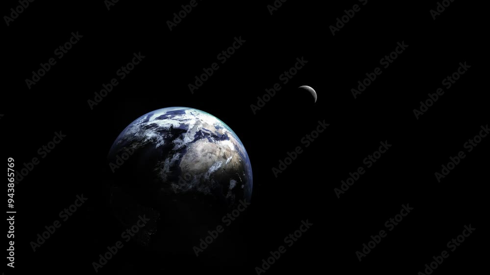 Canvas Prints planet earth and moon in the darkness of space on a black background