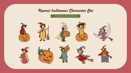 Kawaii Halloween Illustration Set