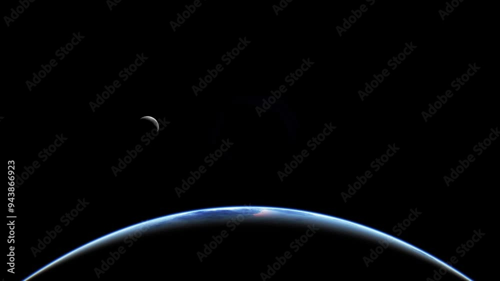 Canvas Prints glowing surface of planet earth and moon black background
