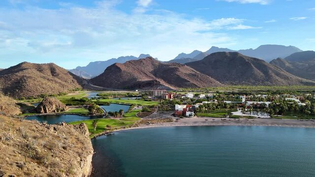 Shot of desert and golf course in loreto mexico