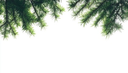 Obraz premium Elegant Pine Branch Silhouette: Minimalist Botanical Art on White. Abstract Nature-Inspired Design for Seasonal Greetings, Eco-Friendly Branding, and Scandinavian-Style Decor. Versatile Graphic Elemen