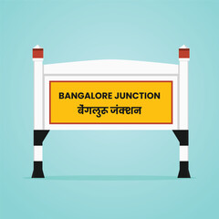  Bangalore junction railways name sign board vector illustration