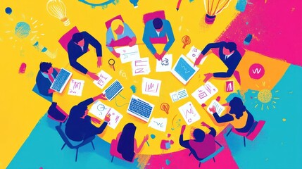 Fototapeta premium A Group of People Brainstorming Around a Table