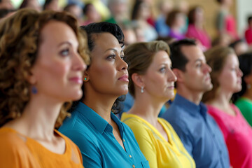 Fototapeta premium Diverse Group of People Attentively Listening in a Gathering