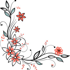 Colorful floral Corner Design Vector illustration in flat style , isolated in whote background