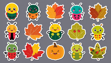 Obraz premium sticker set, different cute funny cartoon bugs