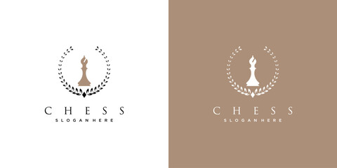 Creative chess logo design with unique concept  premium vector