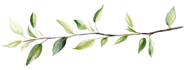 Watercolor illustration of a willow twig with leaves isolated Hand drawn design ideal for cards logos decorations invitations and cosmetic applications