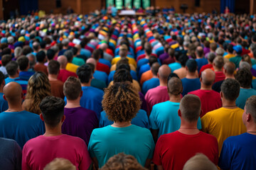 Large Group of People in Colorful Attire Attending an Event