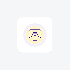 Eye recognition purple line icon on a colorful circle, stylish icon, ai illustrator file