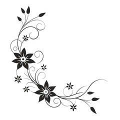 Colorful floral Corner Design Vector illustration in flat style , isolated in whote background