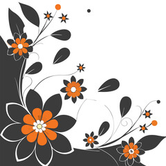 Colorful floral Corner Design Vector illustration in flat style , isolated in whote background