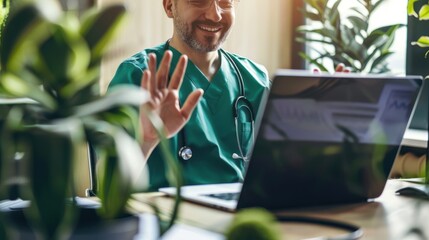 The doctor on video call