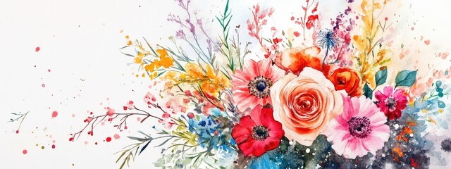 Watercolor illustration of a stunning flower bouquet