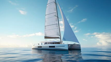 Fototapeta premium A photo of a contemporary sailing catamaran