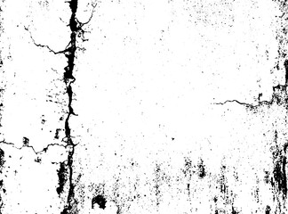 Closeup of a wall with a crack. Monochrome grunge overlay texture. Concrete wall with damage and crack.