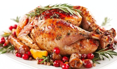 Succulent Roast Turkey on White: Minimalist Thanksgiving Feast Icon. Elegant Abstract Representation of Holiday Dinner, Culinary Tradition, and Abundance. Versatile Graphic for Food Marketing, Cultura
