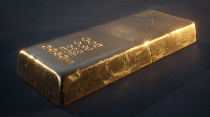 Fototapeta premium A Single Gold Bar on a Dark Surface