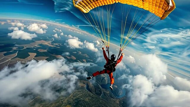 someone is skydiving with an open parachute footage