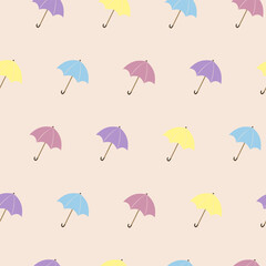 Light Seamless Pattern with Umbrellas for Background