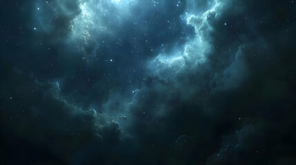 Fototapeta premium Dark blue starry sky with swirling nebulae.