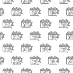 Save the date icon seamless pattern on white