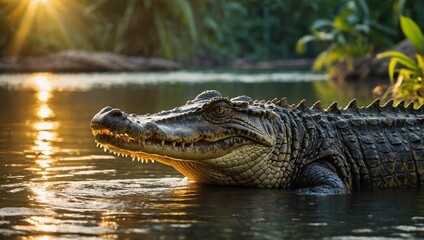 Obraz premium crocodile in the water