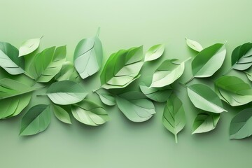 Fototapeta premium A green leafy plant with many leaves is shown in a row