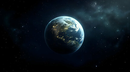 Obraz premium Earth from space with stars and nebulae.