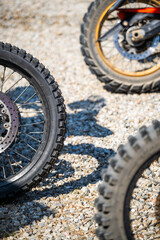Motorcycle wheels with off road tires