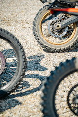 Motorcycle wheels with off road tires