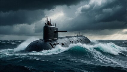 Fototapeta premium A powerful military submarine surfacing