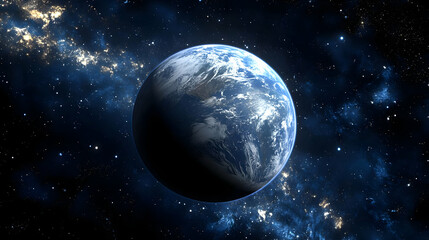 Obraz premium Earth in Space with Stars and Nebulae.