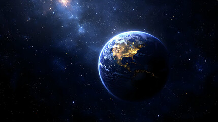 Obraz premium Earth in Space with Stars and Galaxy.