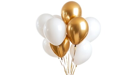 white gold balloons Isolated on white background