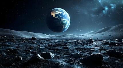 Earth seen from the moon's surface.