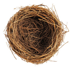 Obraz premium PNG Nest made of twigs resting on a white background