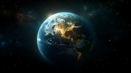 Fototapeta premium Earth with city lights at night from space.