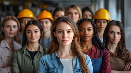 un grupo de mujeres exitosas y trabajadoras en distintas profesiones compañeras de trabajo 