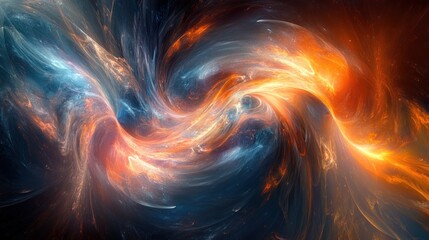Naklejka premium Abstract Swirling Nebula with Blue and Orange Hues