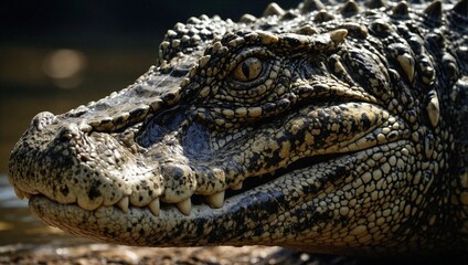 Fototapeta premium A closeup of a crocodiles textured skin