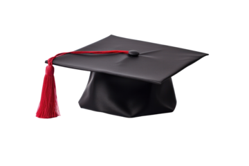 graduation cap with a personalized message or design on the top isolated on a white background.