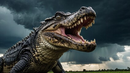 Fototapeta premium crocodile in the water