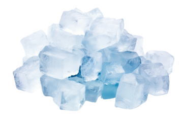 A heap of crushed ice cubes melting slightly isolated on white background