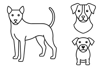 4 difference icon of a dog line art on white background