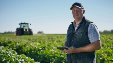 Fototapeta premium The farmer with tablet.